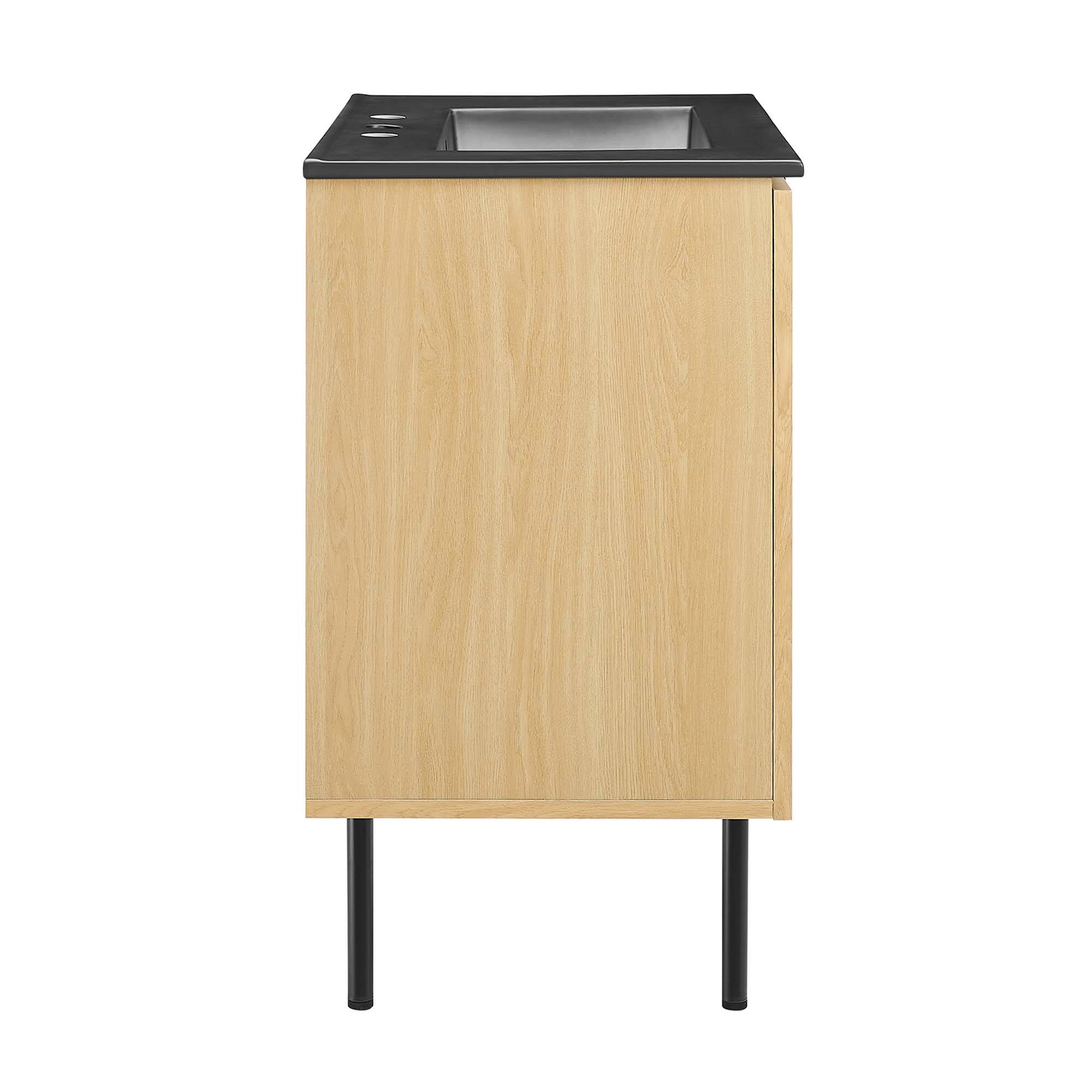 Alt View 4. Modway - Chaucer Bathroom Vanity with Black Basin Included by Modway - Oak Black.