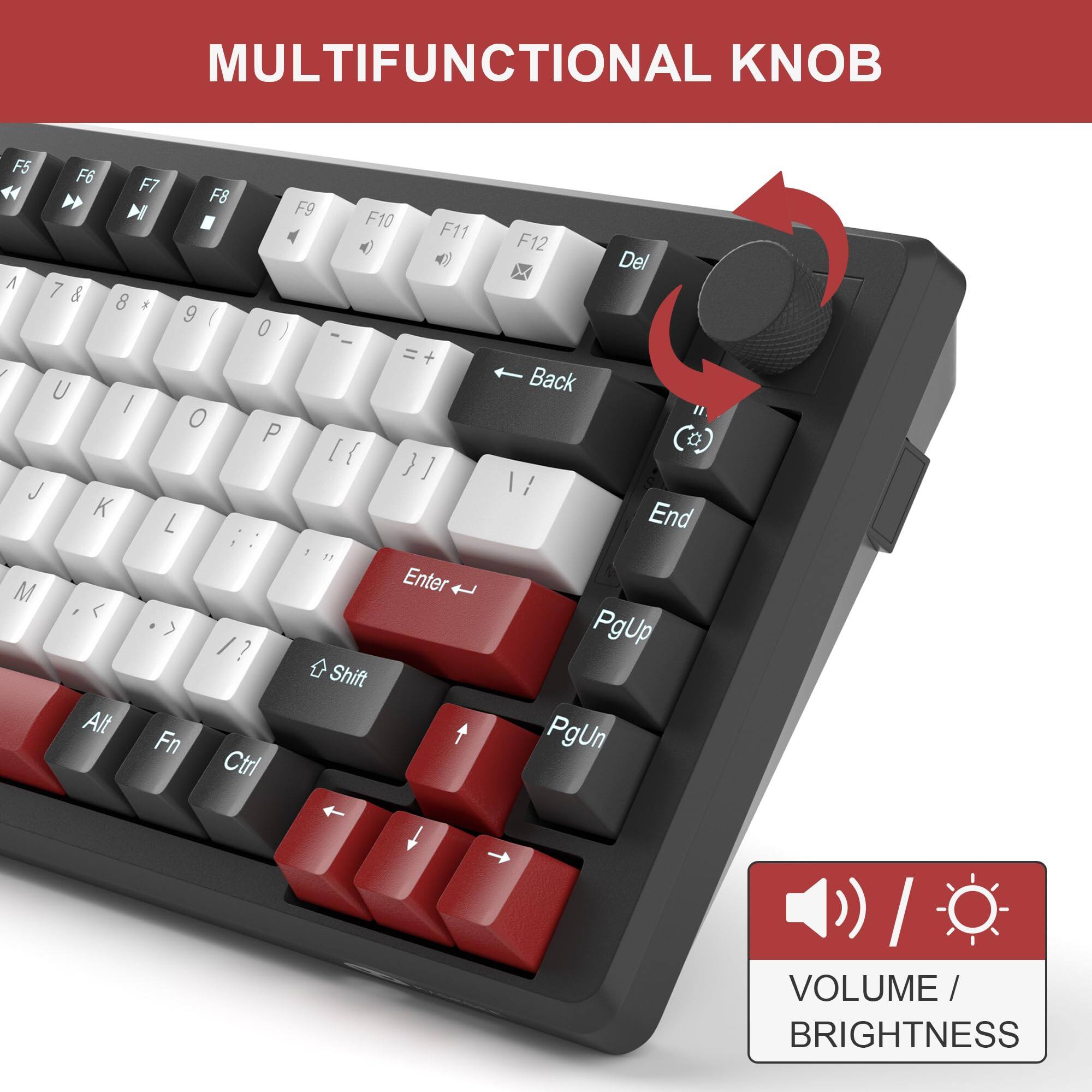 MULTIFUNCTIONAL KNOB

F5 F6 F7 F8 F9 F10 F11

A 7 & 8 9 0

I = + / U / O P [ ] { }

J K L : F1 M Enter < > /? Shift Alt Fn Ctrl F12 Del Back a 1/ End PgUp PgDn

VOLUME / BRIGHTNESS