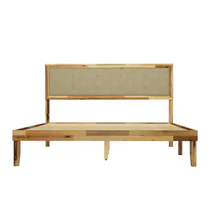 Front. Famapy - Famapy Upholstered Headboard Solid Wood Bed Frame with - Sturdy Slat Support, No Box Spring Needed - Wooden.