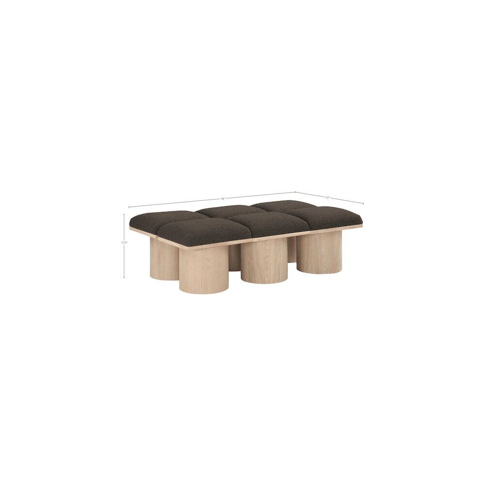 Alt View 4. Meridian Furniture - Pavilion Brown Boucle Fabric Bench - Brown.