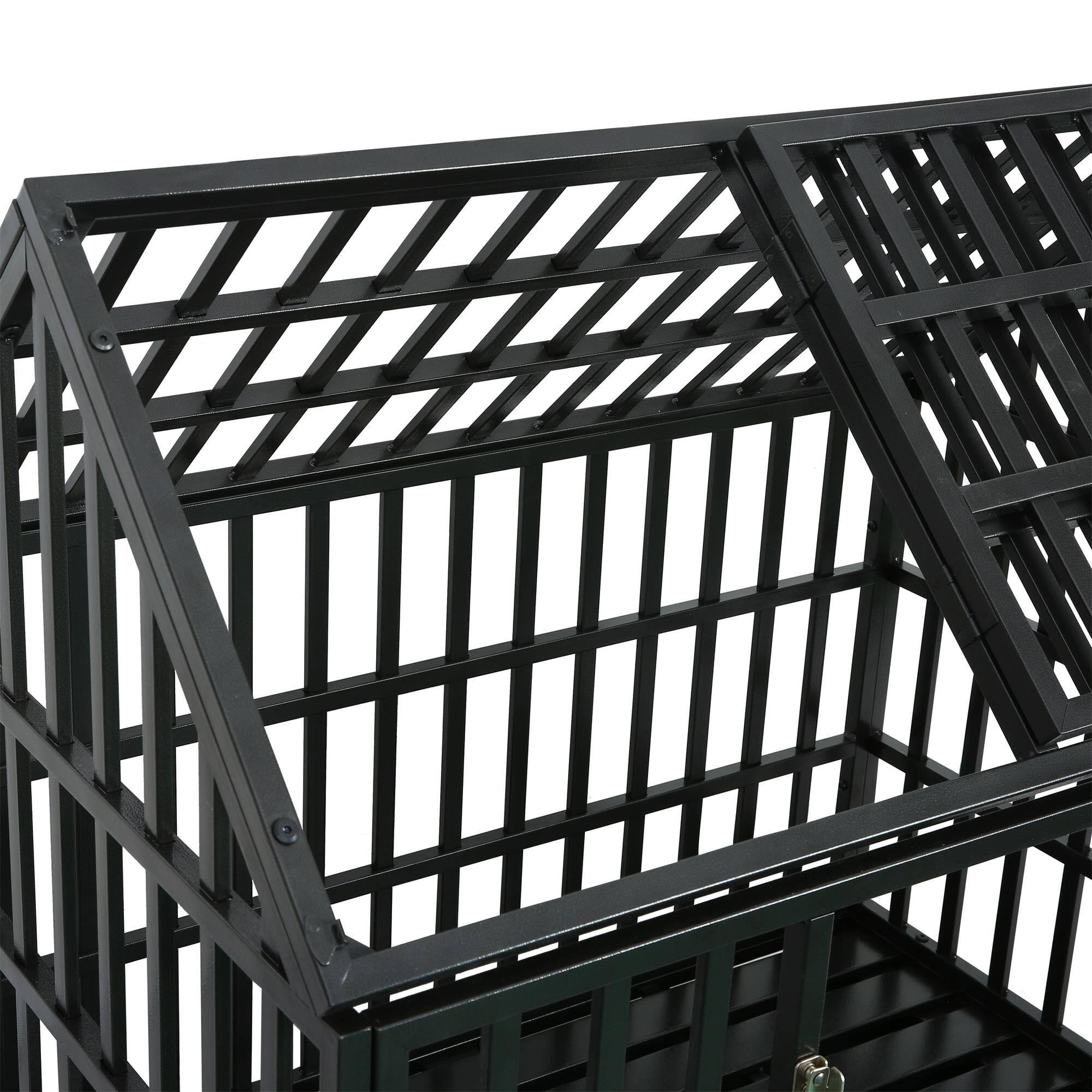 Alt View 2. Pefilos - 48" Heavy Duty Dog Cage with Wheels, Folding Metal Kennel and Crate for Medium and Large Dogs.