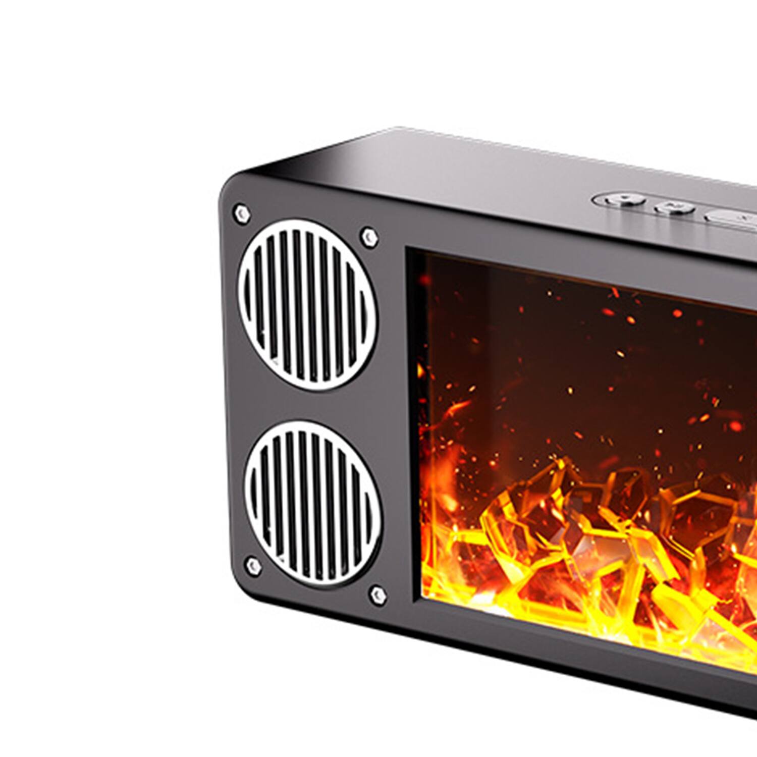 Angle. Priority Products - Portable Bluetooth Speaker with FM Radio, Fireplace Lighting Effects, L-45 - Black.