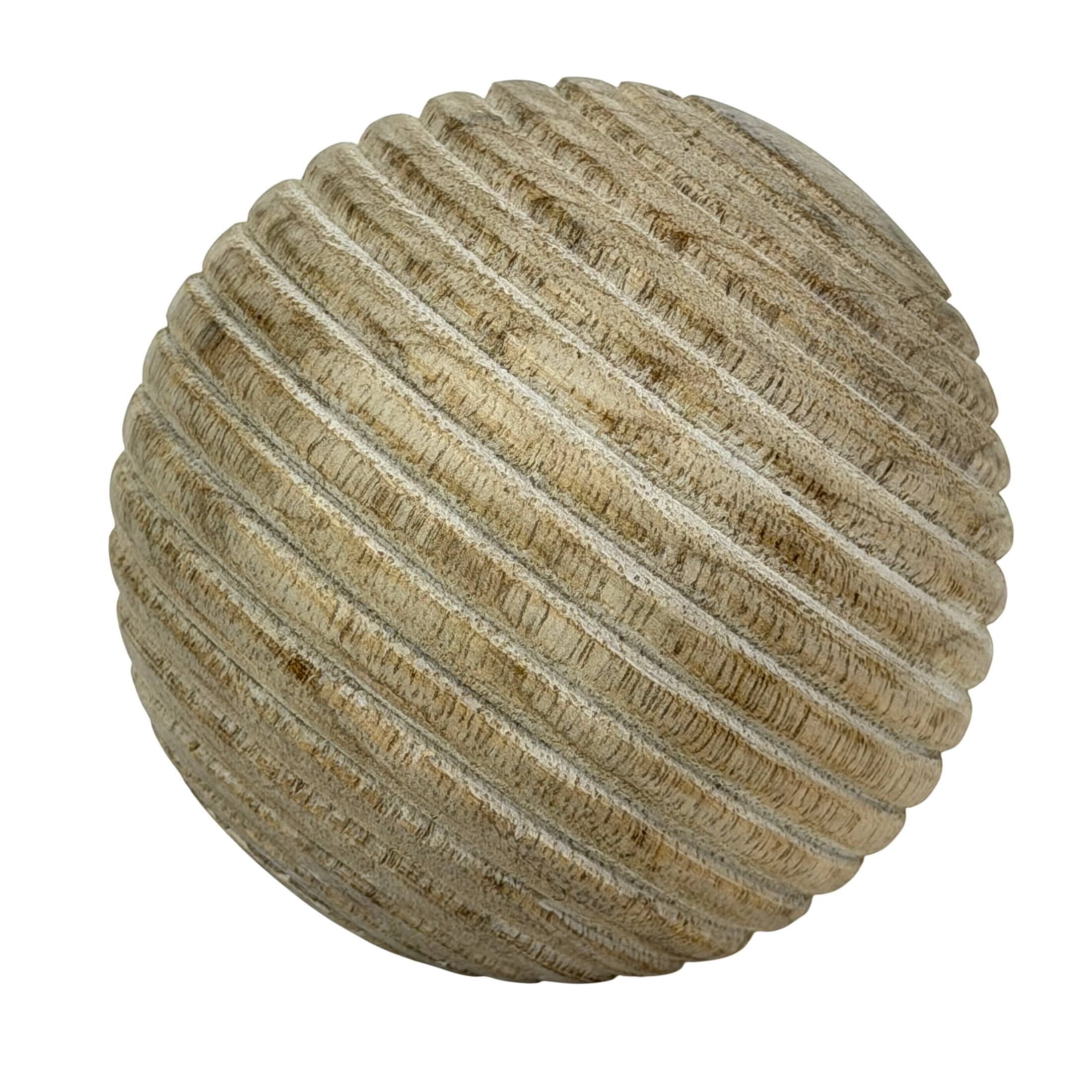 Alt View 2. PD Home & Garden - Set of 6 Ribbed Wooden Decorative Orbs Natural 4 Inch Striped Bowl Fillers - Natural.
