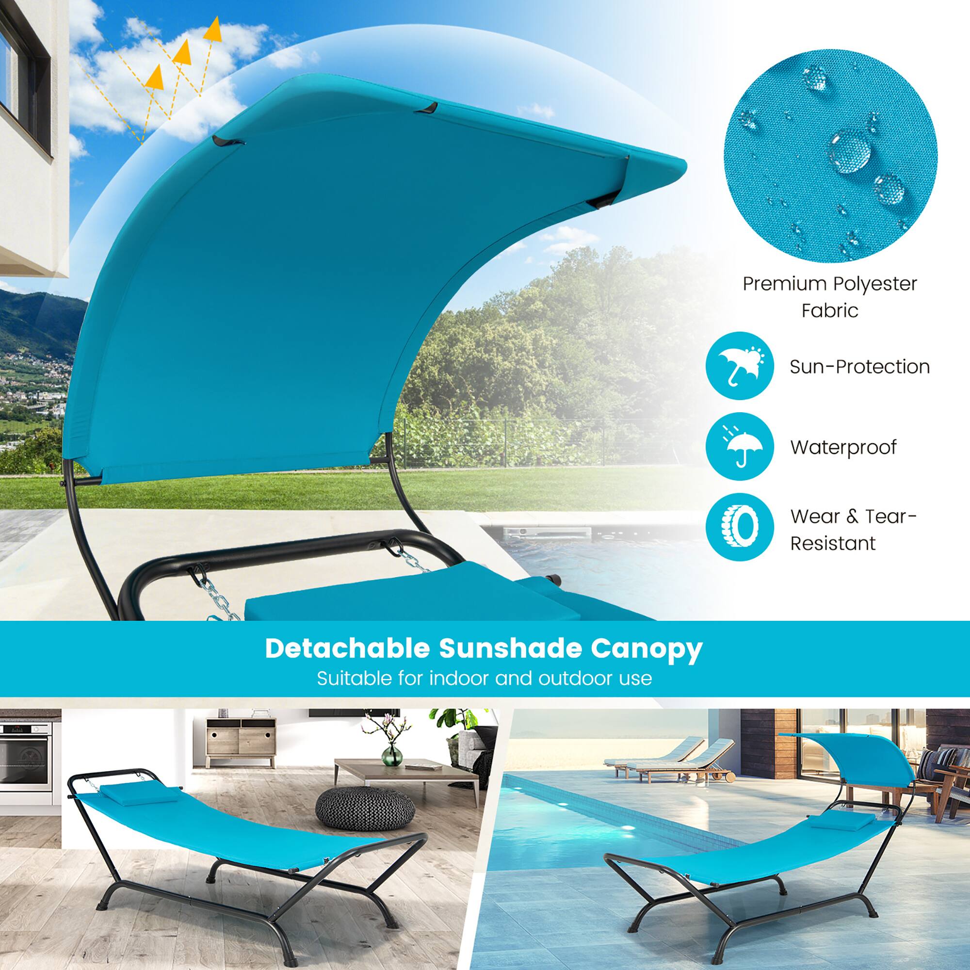 Detachable Sunshade Canopy, Suitable for indoor and outdoor use, Premium Polyester Fabric, Sun-Protection, Waterproof, Wear & Tear-Resistant