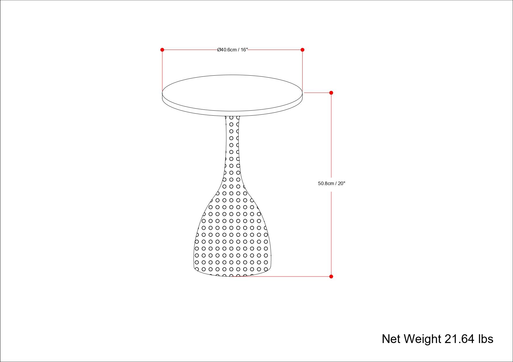 340.6cm : 16"  
50.8cm / 20"  
Net Weight 21.64 lbs