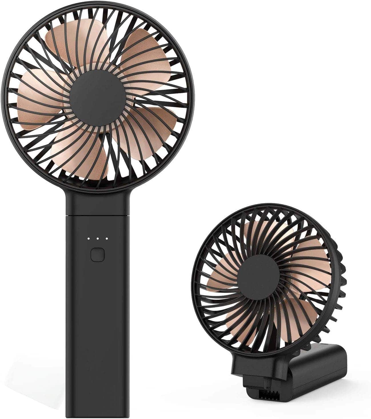 FINEAK - Funme 5000mAh USB Rechargeable 4-Speed Handheld Desk Fan - Portable Personal Fan for Travel (Black)