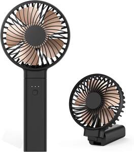 FINEAK - Funme 5000mAh USB Rechargeable 4-Speed Handheld Desk Fan - Portable Personal Fan for Travel (Black)