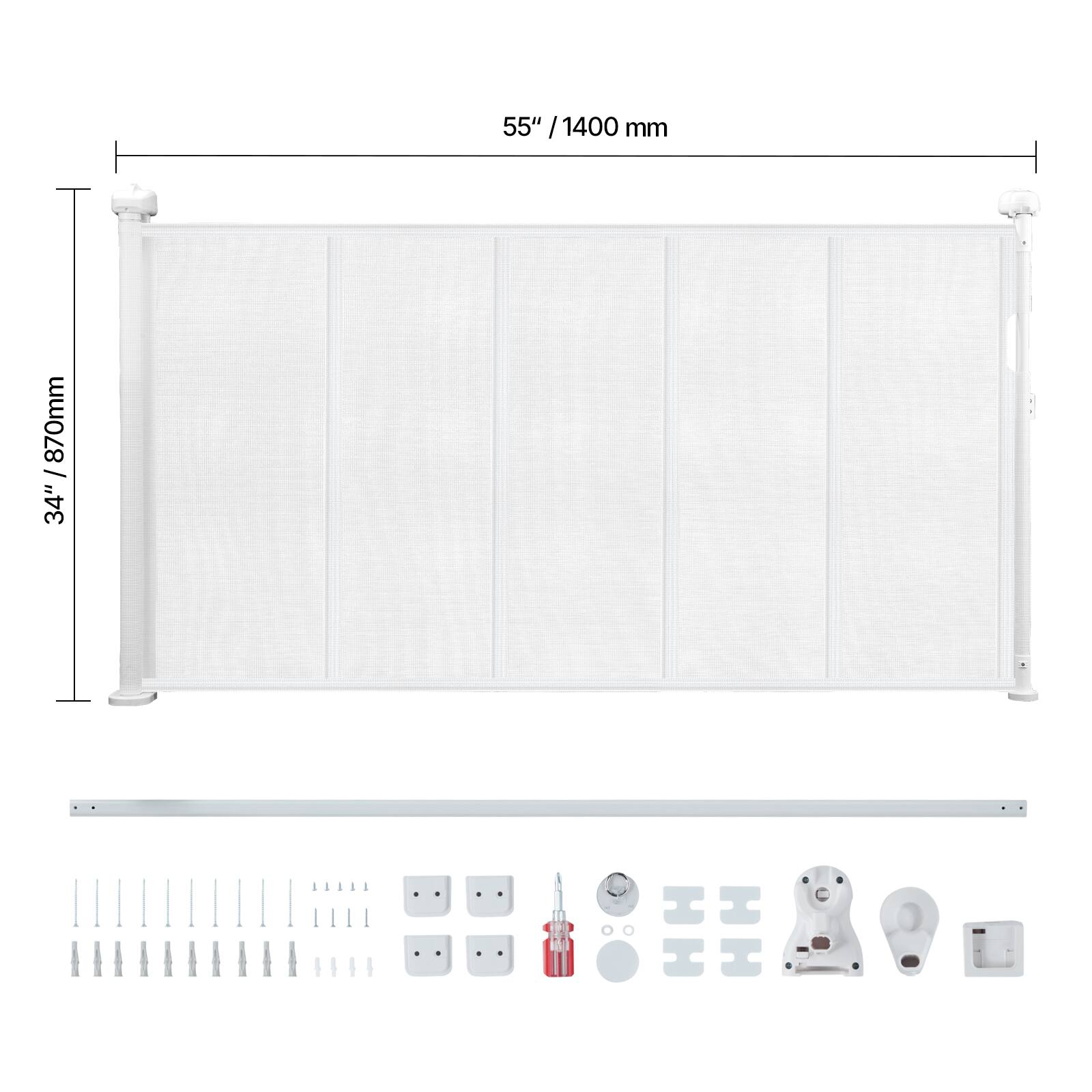 The corrected text is:

55" / 1400 mm  
870 mm  
34" H