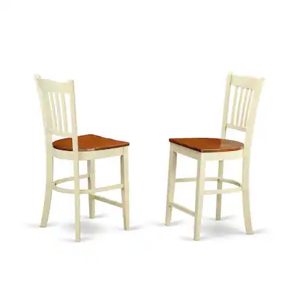 Front. East West Furniture - Groton Counter Stools With Wood Seat In Buttermilk and Cherry Finish - Buttermilk & Cherry.