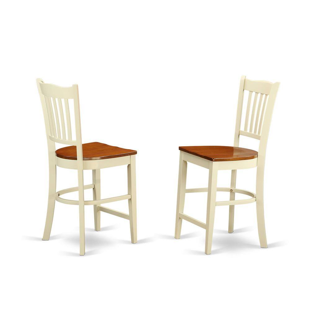 Front. East West Furniture - Groton Counter Stools With Wood Seat In Buttermilk and Cherry Finish - Buttermilk & Cherry.