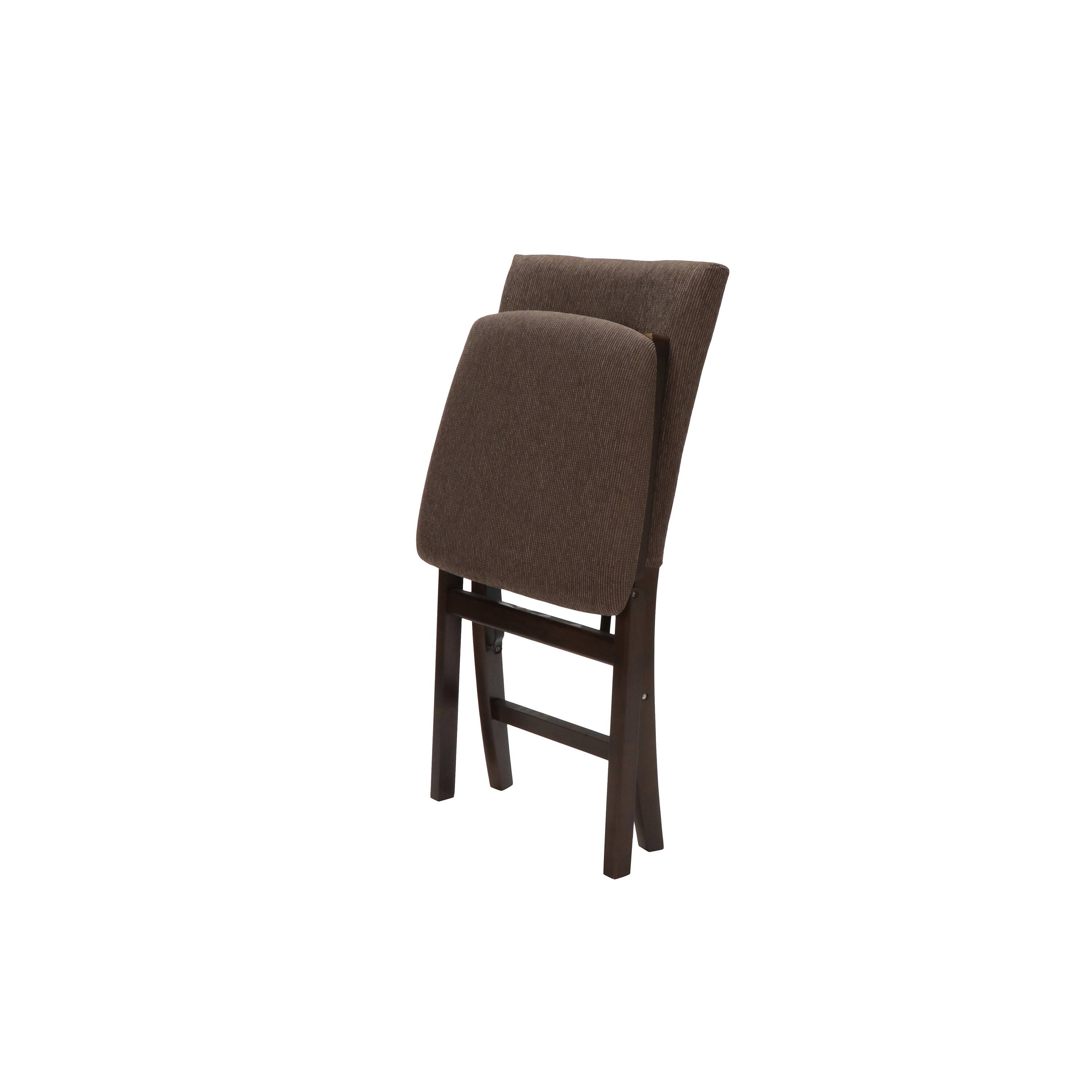 Left. Stakmore - Stakmore Parson's Upholstered Folding Chair, Espresso Frame with Jax Fabric (Set of 2) - Brown.