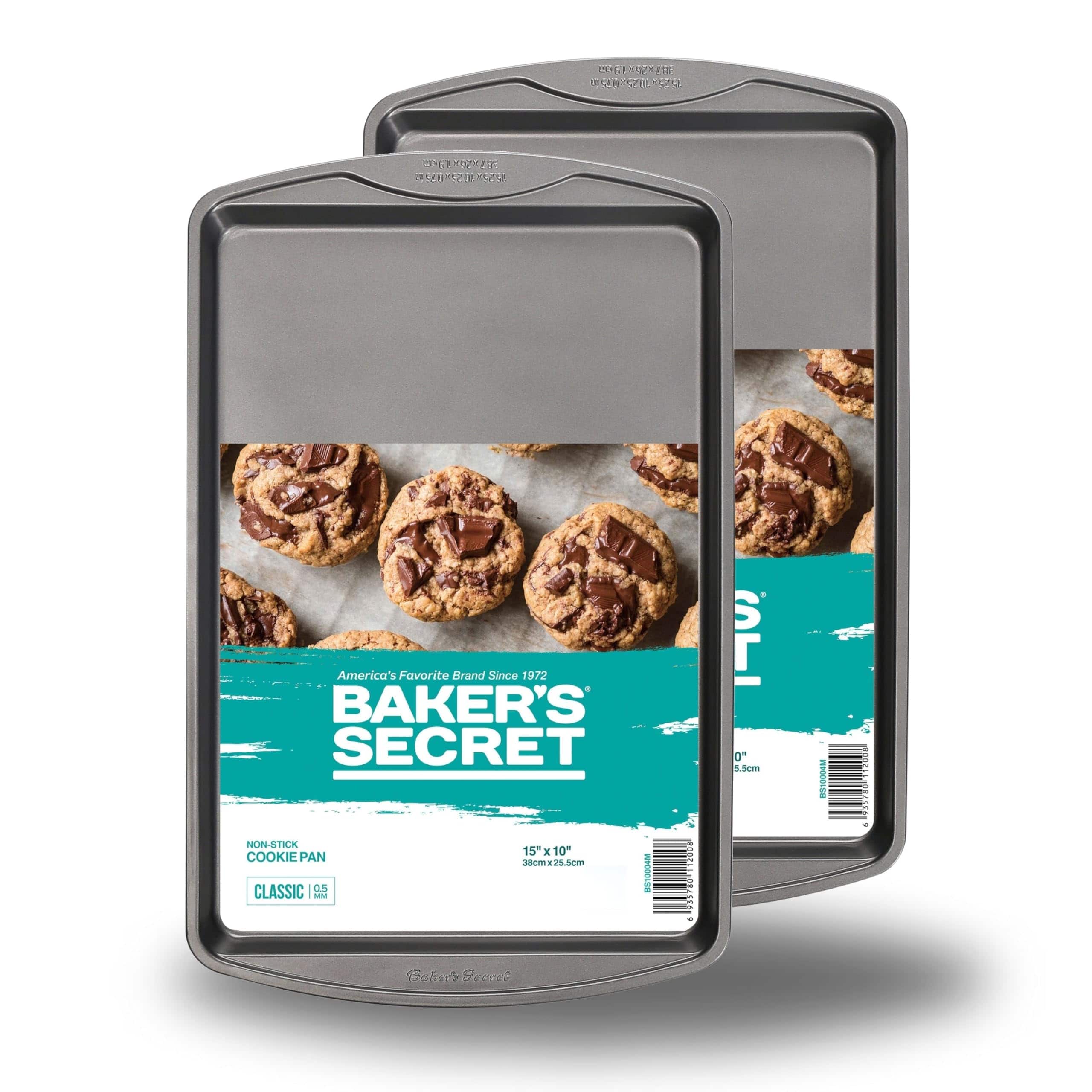 Baker's Secret - 2pcs Cookie Sheet Non-stick 0.8"x10.8"x17.5" Classic Line Carbon Steel - Dark Gray