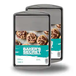Baker's Secret - 2pcs Cookie Sheet Non-stick 0.8"x10.8"x17.5" Classic Line Carbon Steel - Dark Gray