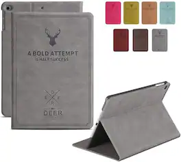 DuraSafe Cases - iPad Air 11" M3/M2 & Air 10.9" 5th/4th Gen Deer Pattern Folio Smart Case with Viewing Stand A2316 A2324 A2325 A2072 - Gray