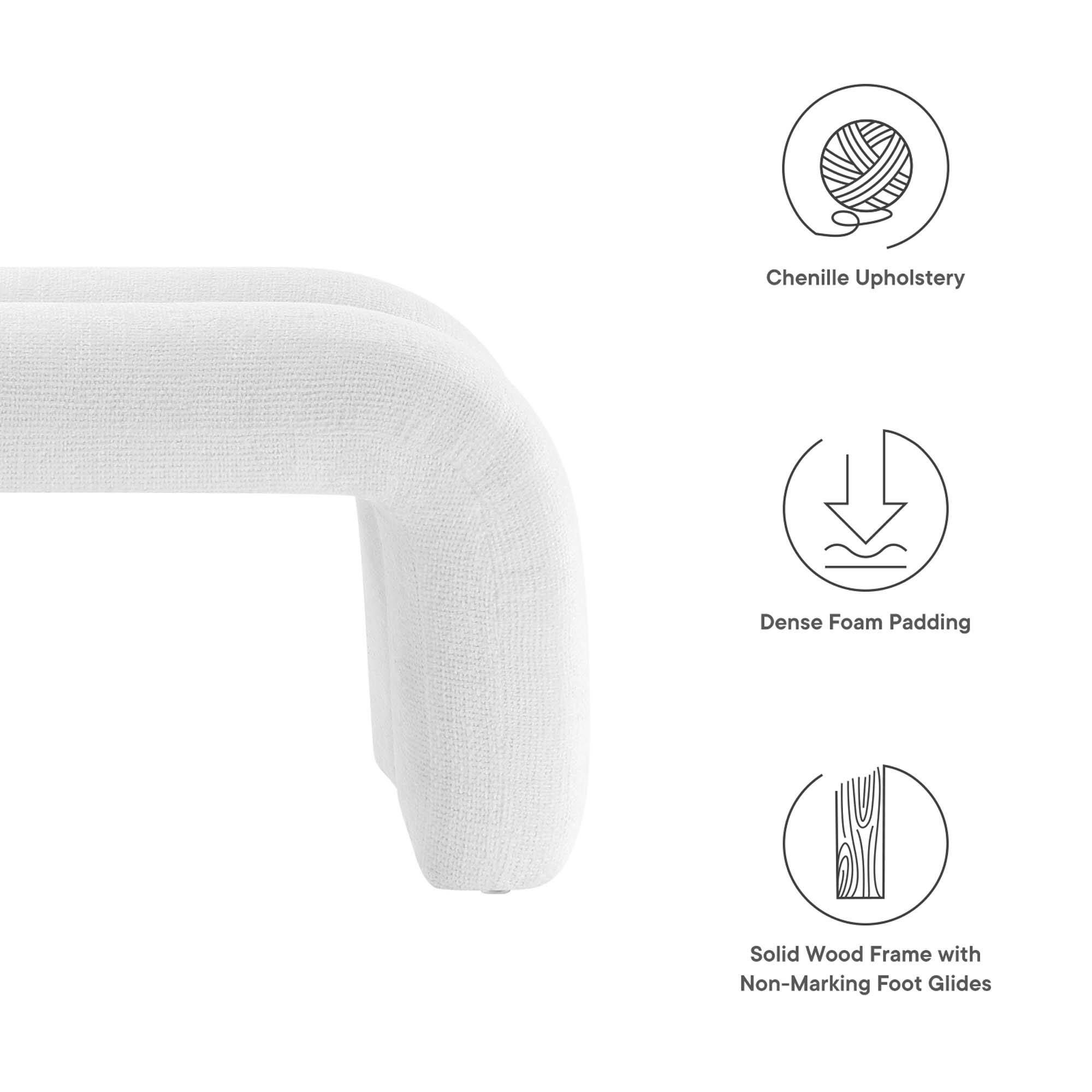Chenille Upholstery  
Dense Foam Padding  
Solid Wood Frame with Non-Marking Foot Glides