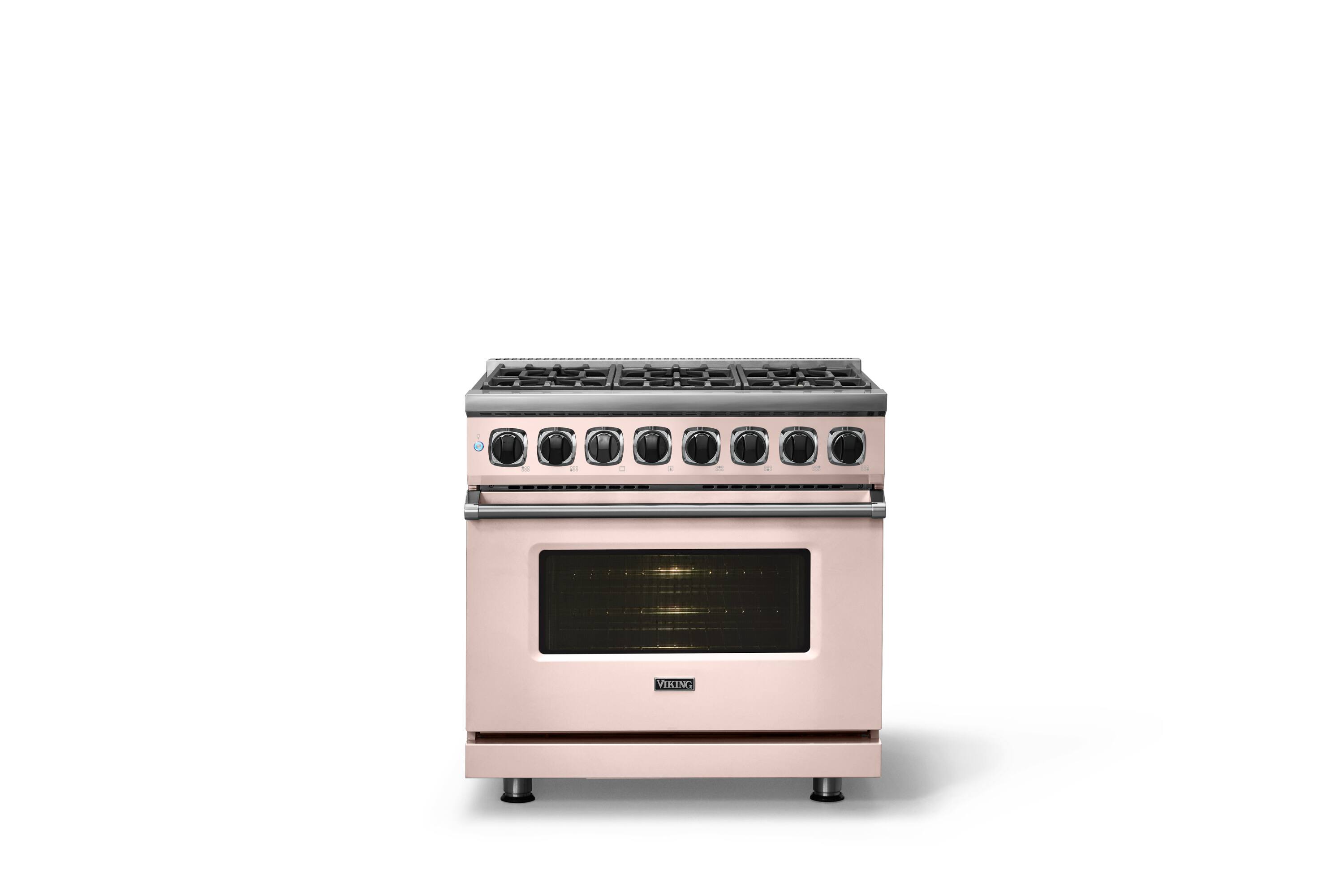 Alt View 2. Viking - 36"W. 7Series  5.6 Cu. Ft. Dual Fuel Self-Clean 6 Burner Range-Blush - Blush.