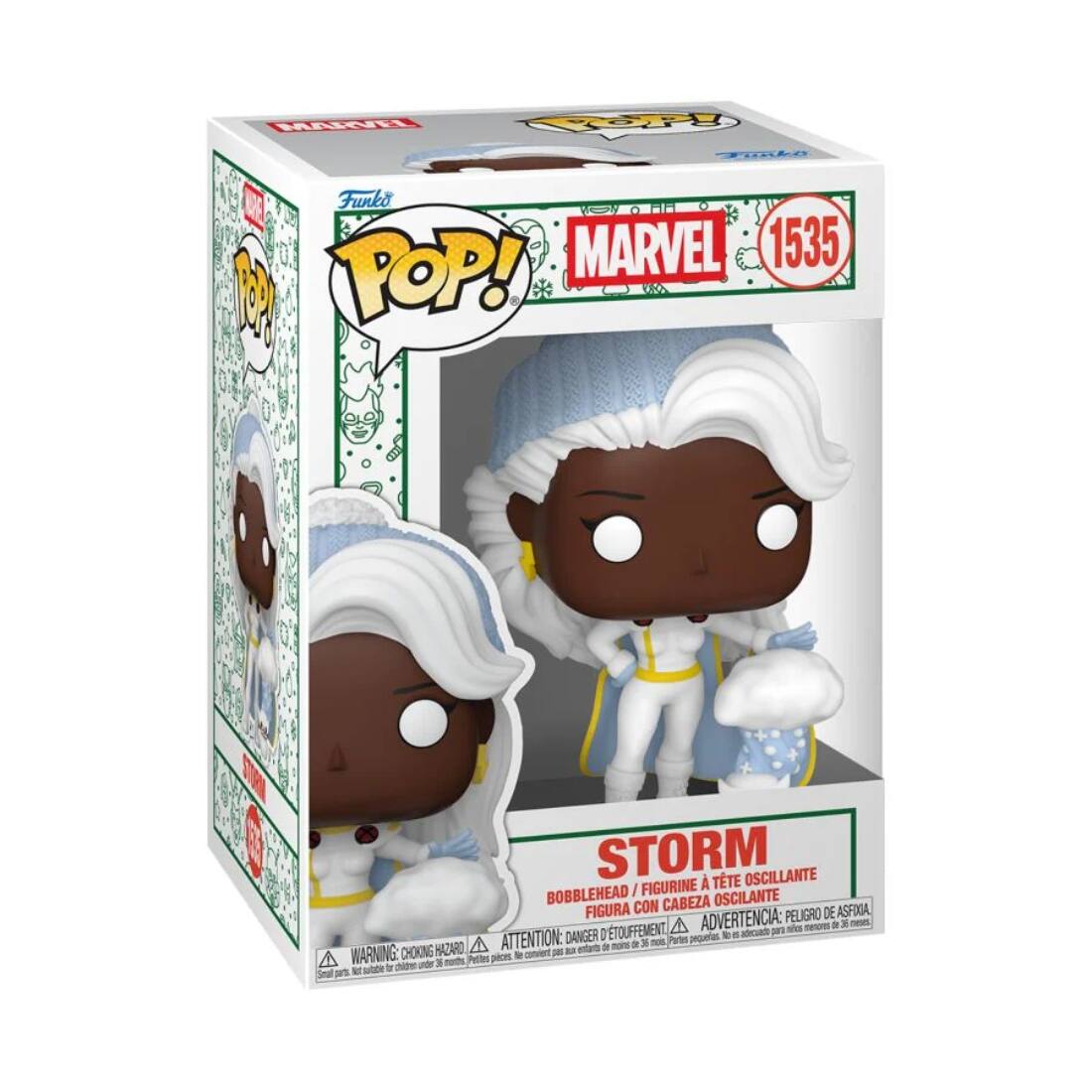 Funko POP!  
MARVEL 1535  

STORM  
BOBBLEHEAD / FIGURINE À TÊTE OSCILLANTE  
FIGURA CON CABEZA OSCILANTE  

ADVERTENCIA: PELIGRO DE ASFIXIA  
ATTENTION: DANGER D'ÉTOUFFEMENT  
WARNING: CHOKING HAZARD  

Small parts not suitable for children under 3 years.  
Pequeñas piezas no son adecuadas para niños menores de 3 años.  
Petits éléments non adaptés pour les enfants de moins de 3 ans.