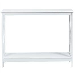 Resenkos - 2-Tier Console X-Design Sofa Side Accent Table- Narrow Console Table, Entryway Hall Table with Shelves - White