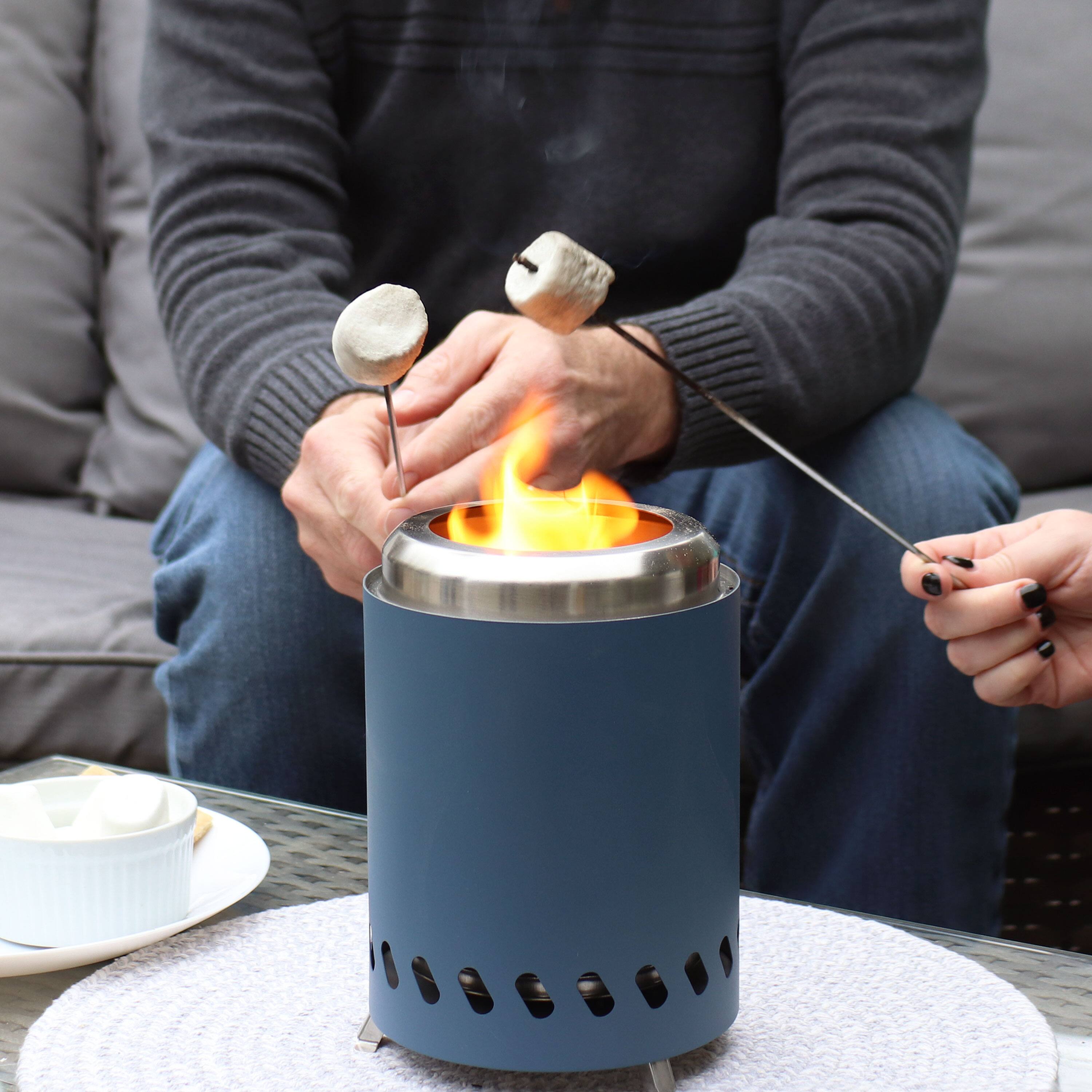 Alt View 1. Sunnydaze - Tabletop Smokeless Fire Pit with Bag and Poker - 5.5 in - Blue.