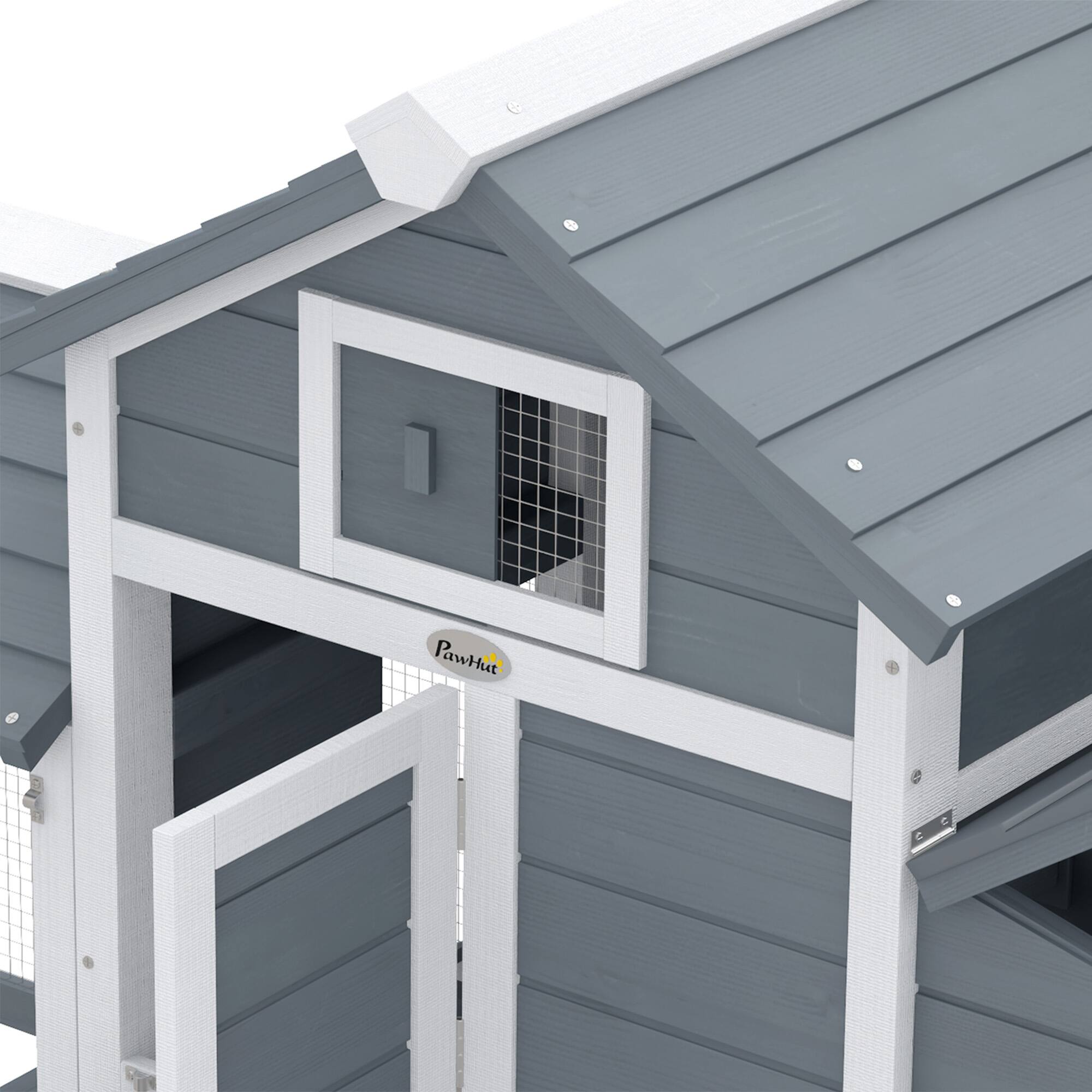 Alt View 5. Pawhut - 59" Small Wooden Chicken Coop Hen House Poultry Cage for Outdoor Backyard with 2 Doors, Nesting Box, Removable Tray.