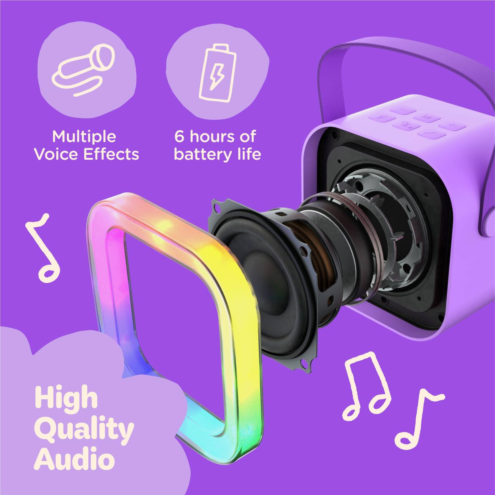 Multiple Voice Effects  
6 hours of battery life  
High Quality Audio