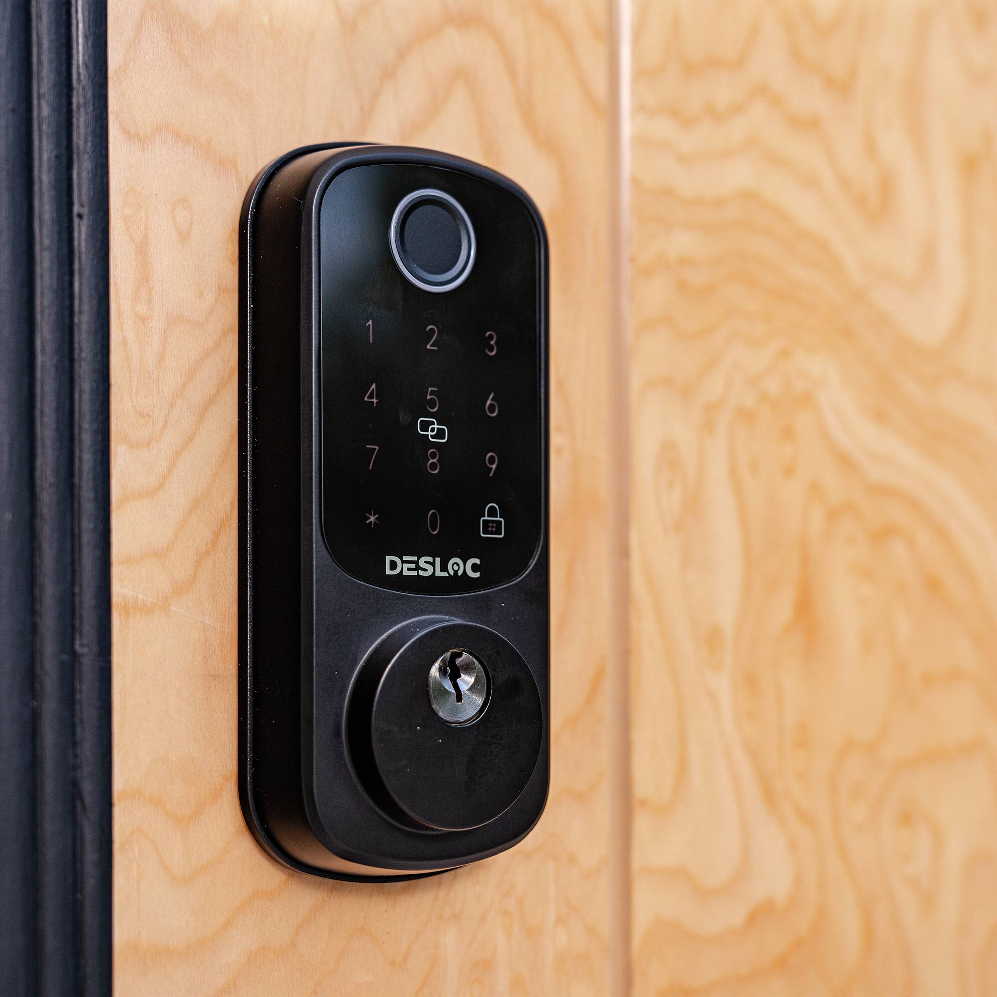Left. DESLOC - DESLOC B200 Smart Lock Deadbolt with Fingerprint, Smart Keypad Door Lock with TTLock App for Front Door - Black.