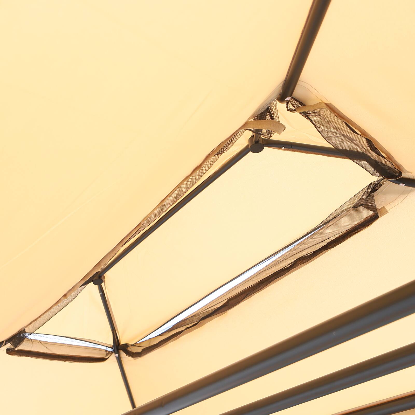 Alt View 8. Outsunny - 3-Seat Patio Swing Chair, Outdoor Gazebo Swing with Double Tier Canopy, Mesh Sidewalls - Beige.