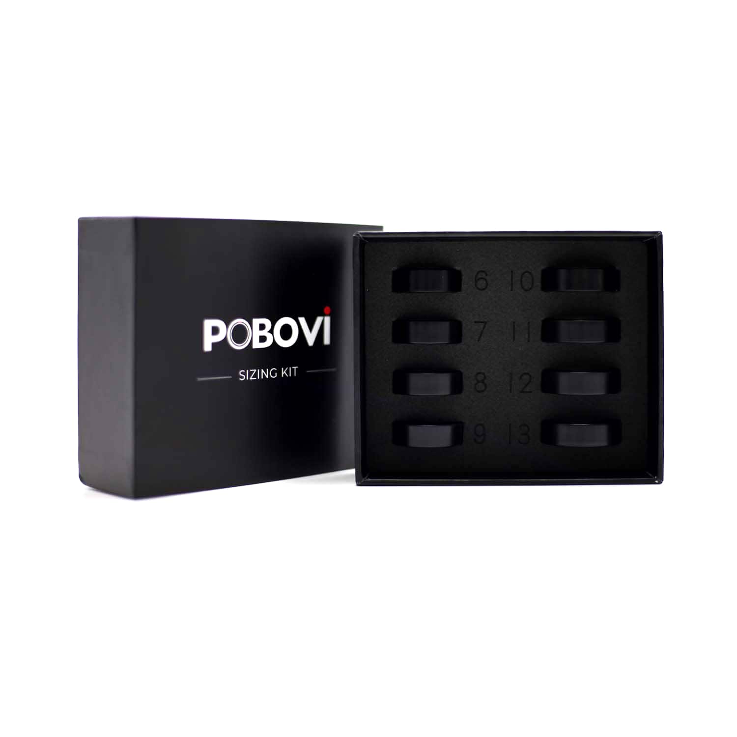 Pobovi - Smart Ring  Sizing Kit For Accurate Fit , Includes Sizes 6-13, HSA/FSA Eligible - Black - (2024)