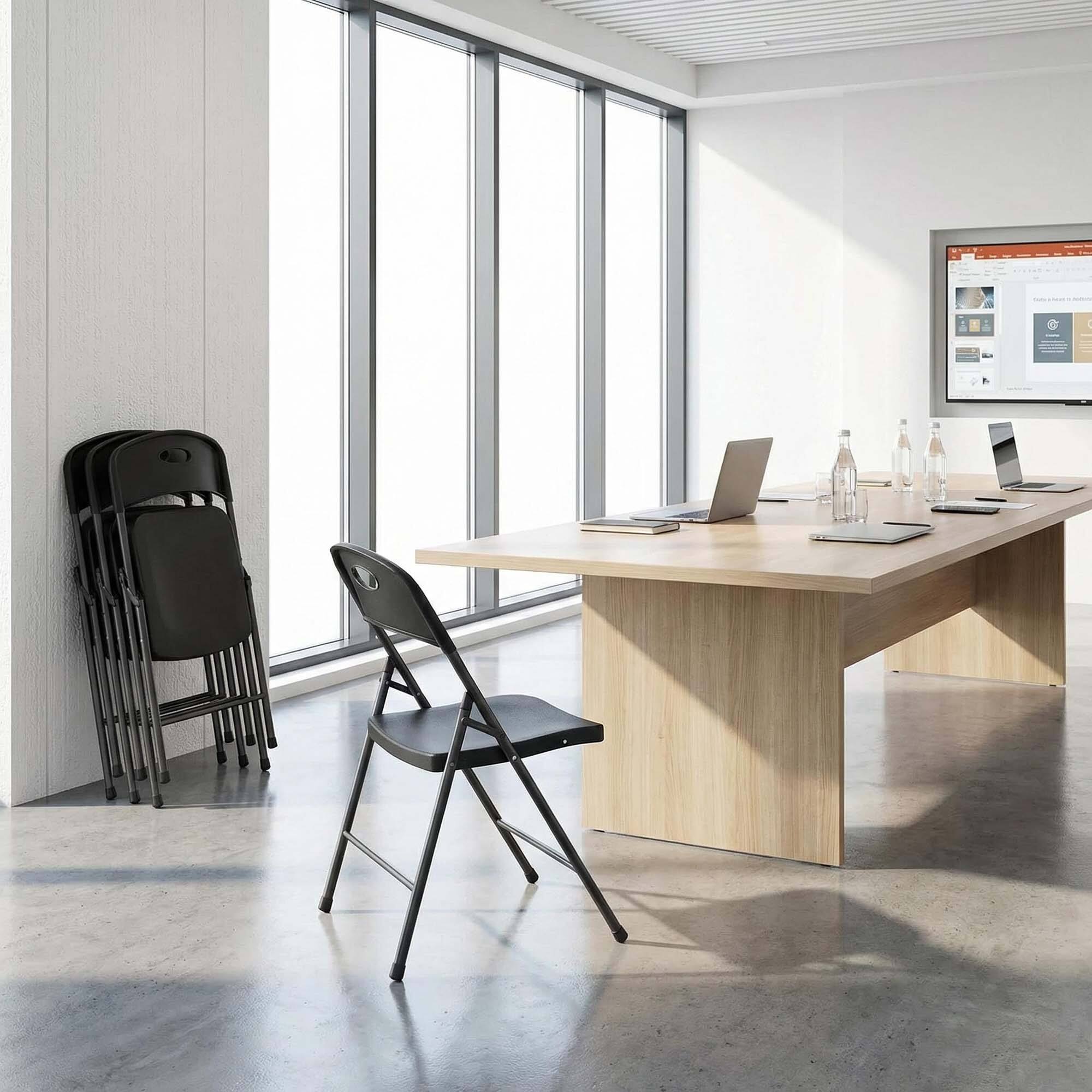 Alt View 6. Boyel Living - Black Folding Outdoor Chairs 4-Pack Injection Molding Metal Frame - Black.