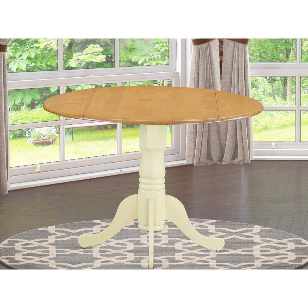Angle. East West Furniture - East West Furniture DLT-OMK-TP Dublin Dining Table, a Round kitchen Table with Dropleaf & Pedestal Base - Brown.