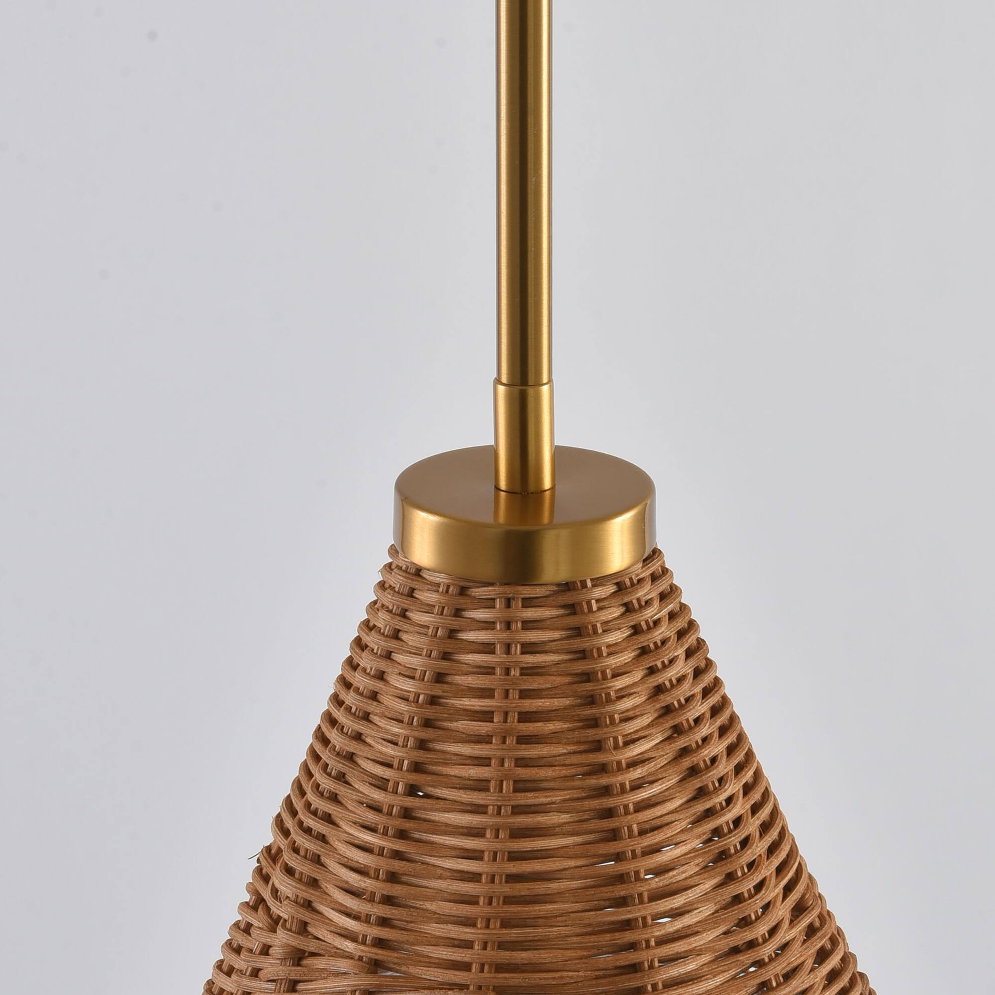 Alt View 9. Parrot Uncle - 1-Light Natural Modern Brass Hand-Woven Rattan Hanging Lamp Pendant Light - Brass.