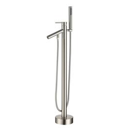 Boyel Living - Single Handle Floor Mount Freestanding Tub Faucet Tub Filler Faucet with Hand Shower - Brushed Nickel