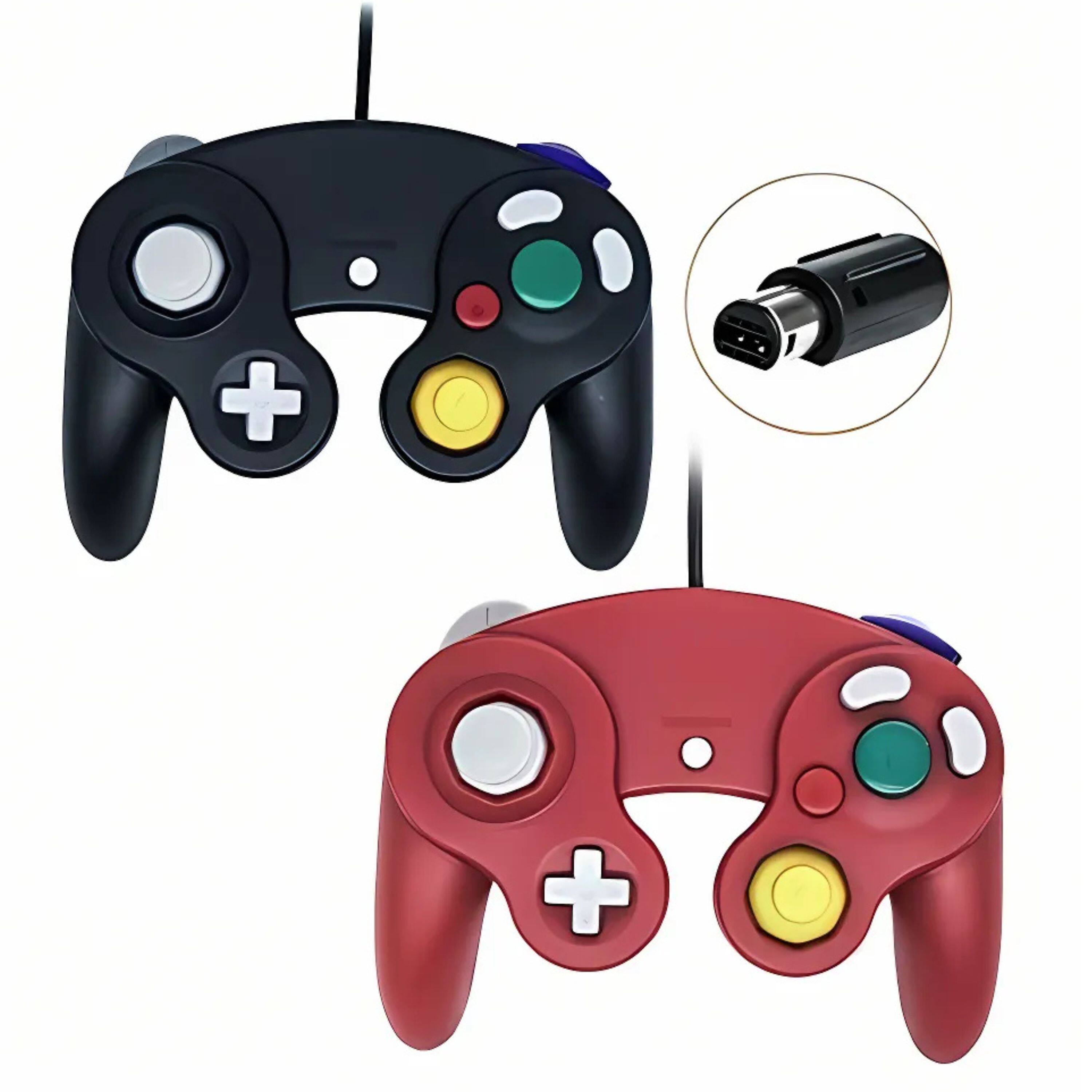 Angle. Kitcheniva - Wired NGC Controller Gamepad For Nintendo GameCube & Wii U Console 2 Pcs Black/Red - Black / Red.