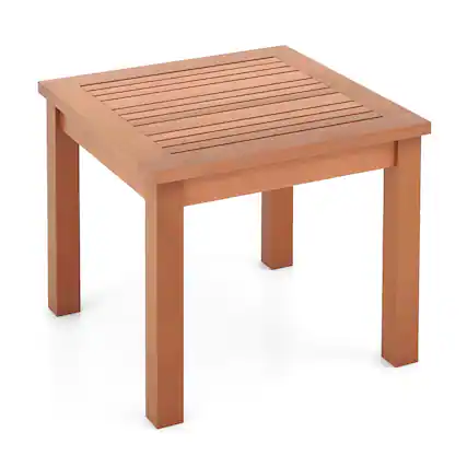 Front. Sugift - 18 Inch Square End Outdoor Adirondack Side Table with Slatted Tabletop - Orange.
