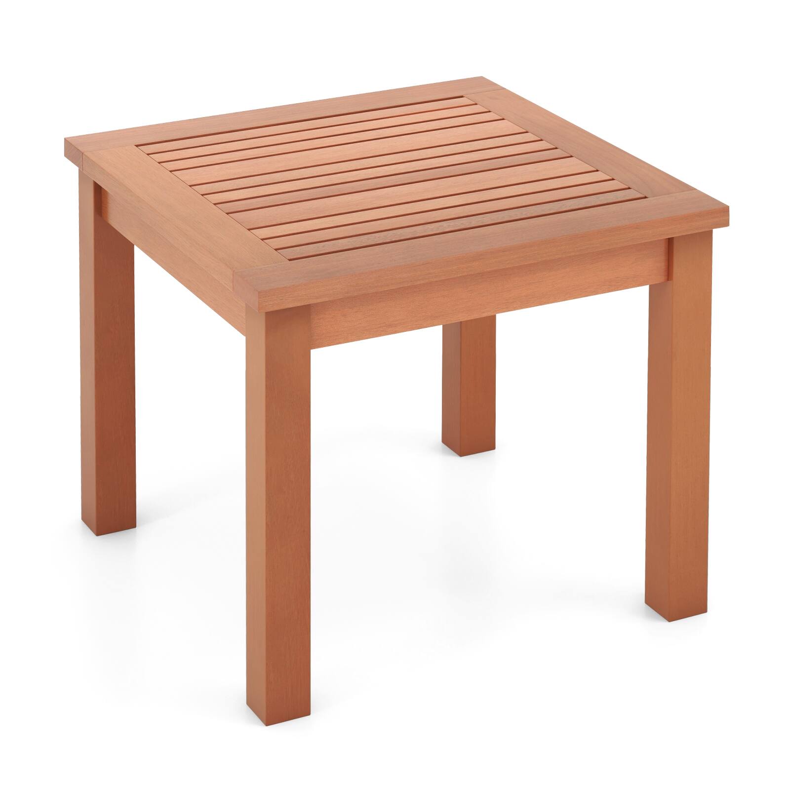 Front. Sugift - 18 Inch Square End Outdoor Adirondack Side Table with Slatted Tabletop - Orange.