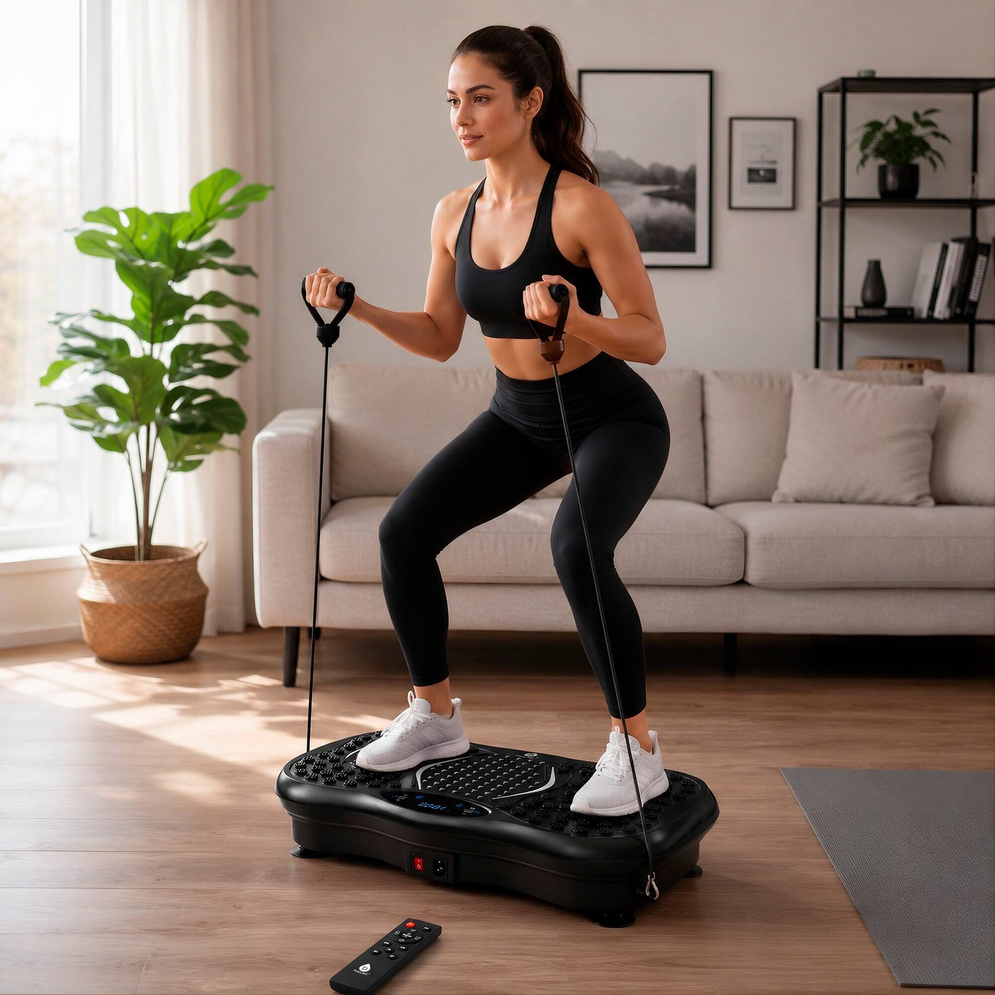 Left. Pursonic - Pursonic Vibration Plate Fitness Platform – Full-Body Exercise Machine - Black.