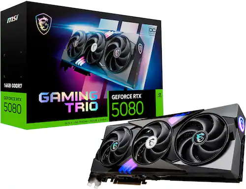 MSI - NVIDIA GeForce RTX 5080 16G GAMING TRIO OC 16GB GDDR7 PCI Express Gen 5 Graphics Card - Black