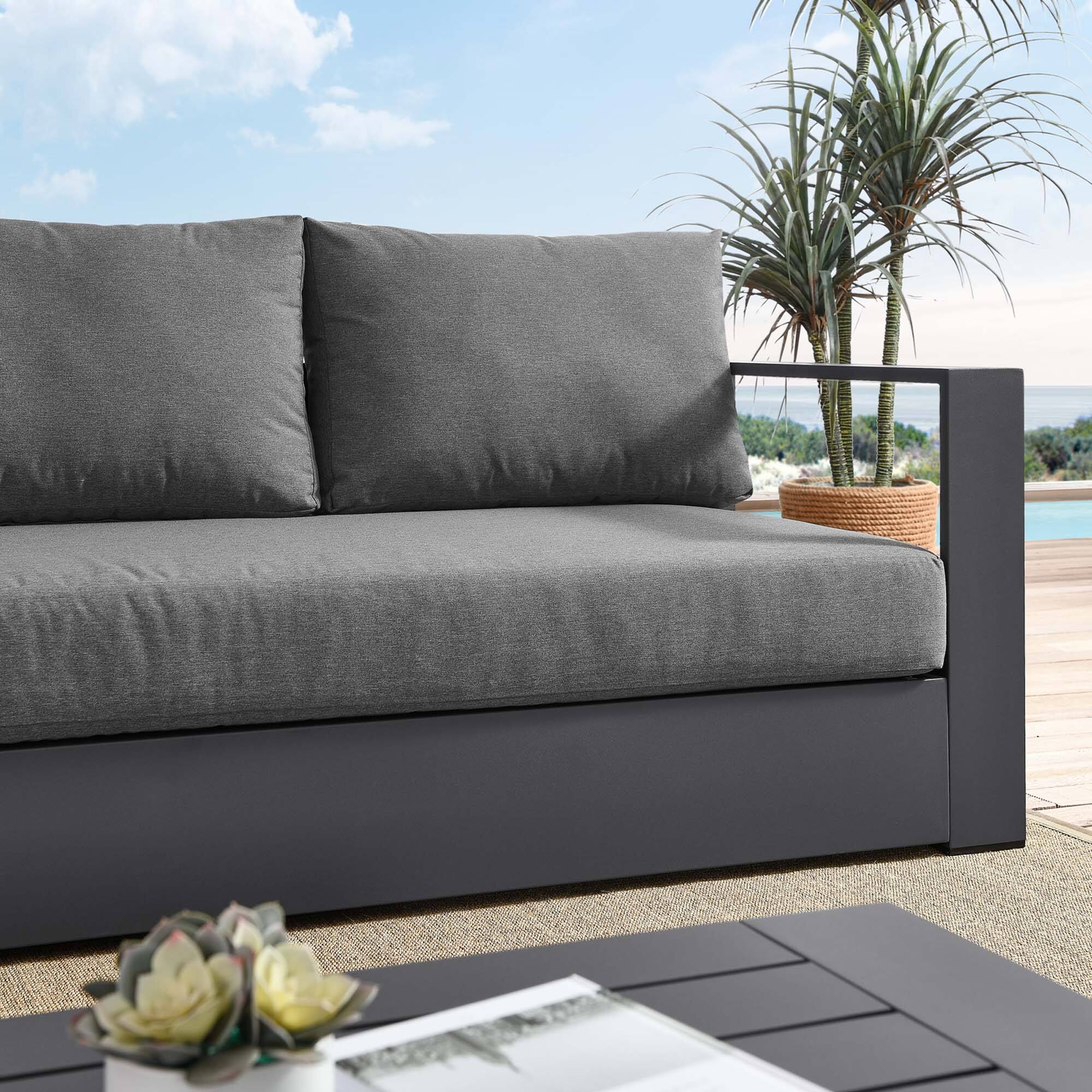 Back. Modway - Tahoe Outdoor Patio Powder-Coated Aluminum Sofa by Modway - Gray Charcoal.