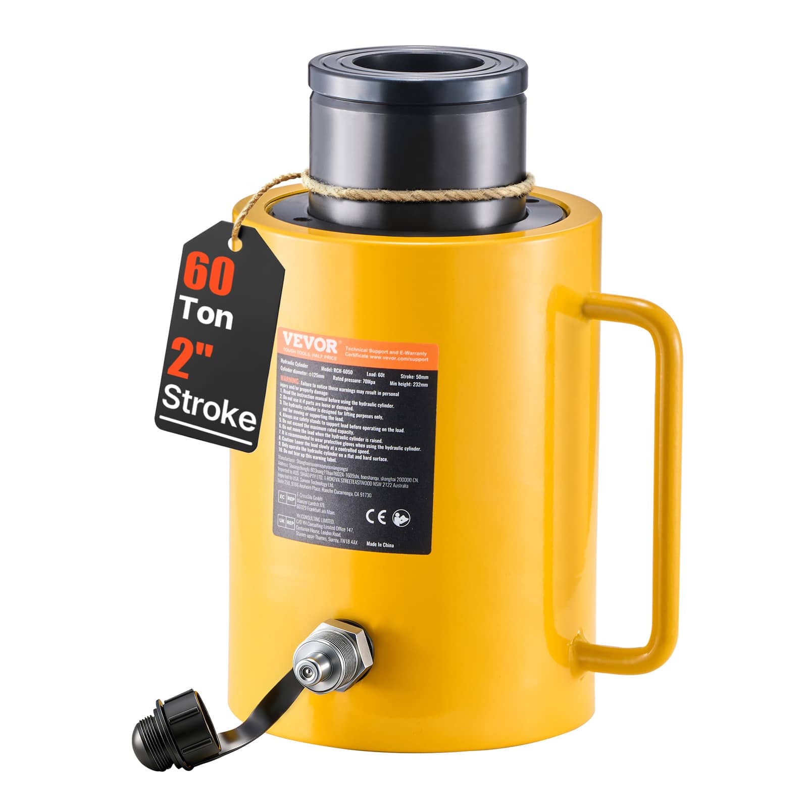 VEVOR - 60T 2 Inch Hydraulic Cylinder Jack Hollow Single Acting Hydraulic Ram Cylinder 50 mm Hydraulic Lifting Cylinders - Yellow;Black price history on PriceWatchPro
