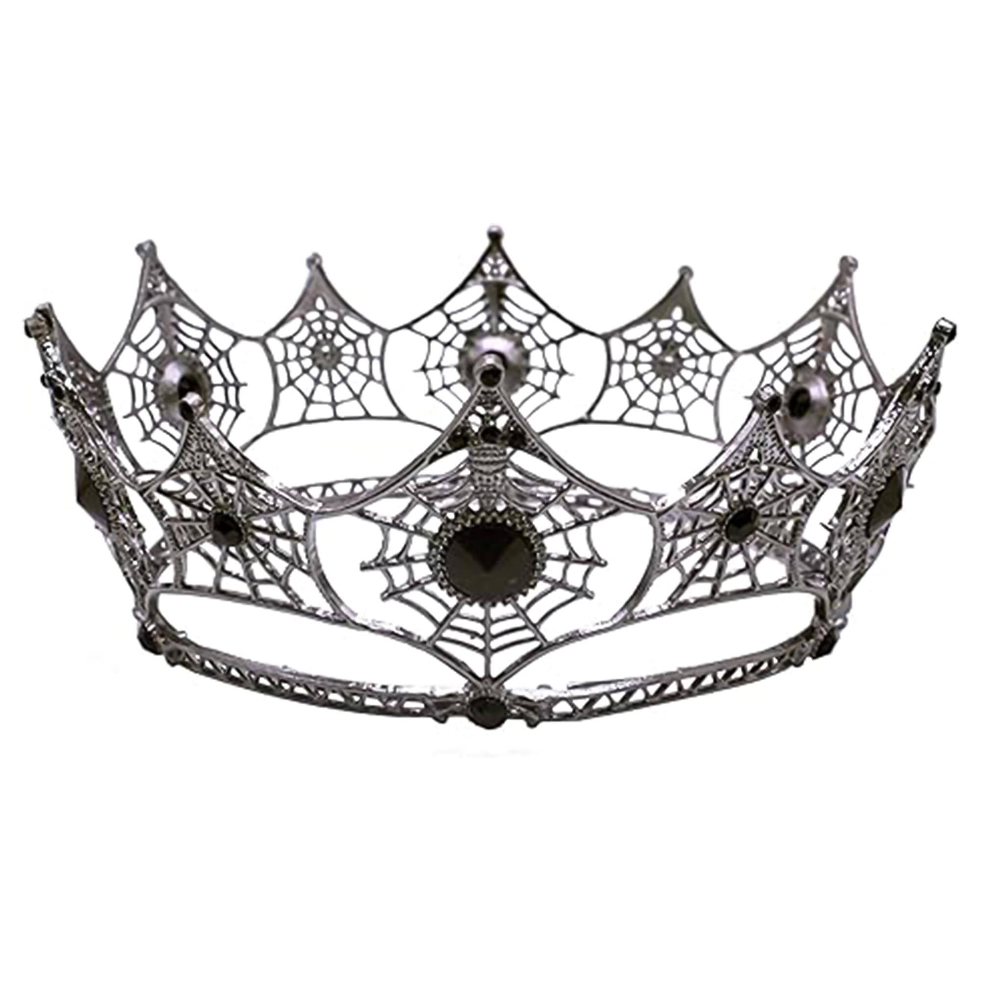 Alt View 1. Underwraps - Spider Web Metal Crown With Black Jewels Adult Costume Accessory - Black.