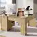 Back. Bestier - 55-inch L-Shaped Computer Desk with Lift Top, Modern Office Desk with Fluted Drawers & File Storage - Netual Oak.