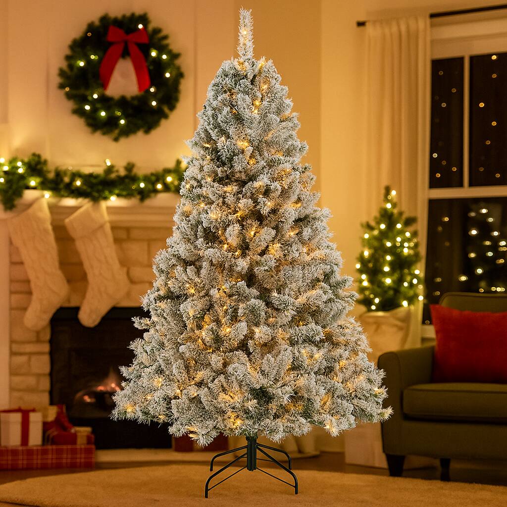 Angle. BreeBe - Holiday Ready 6/7/8 FT Artificial Christmas Tree with Fast Shaping Branches - White.