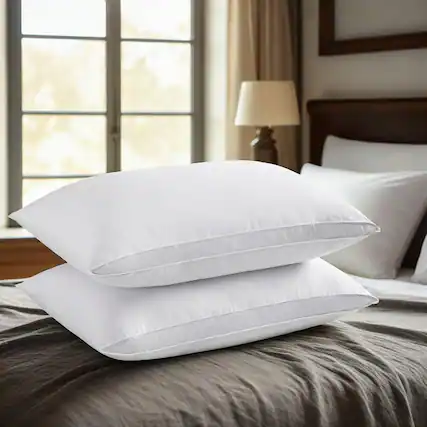 Front. Peace Nest - Peace Nest Gusseted Goose Down Feather Pillows Set of 2 - White.
