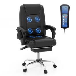 Ecooso - Office Chair Massage Executive Chair with Armrests and Retractable Footrest - Black