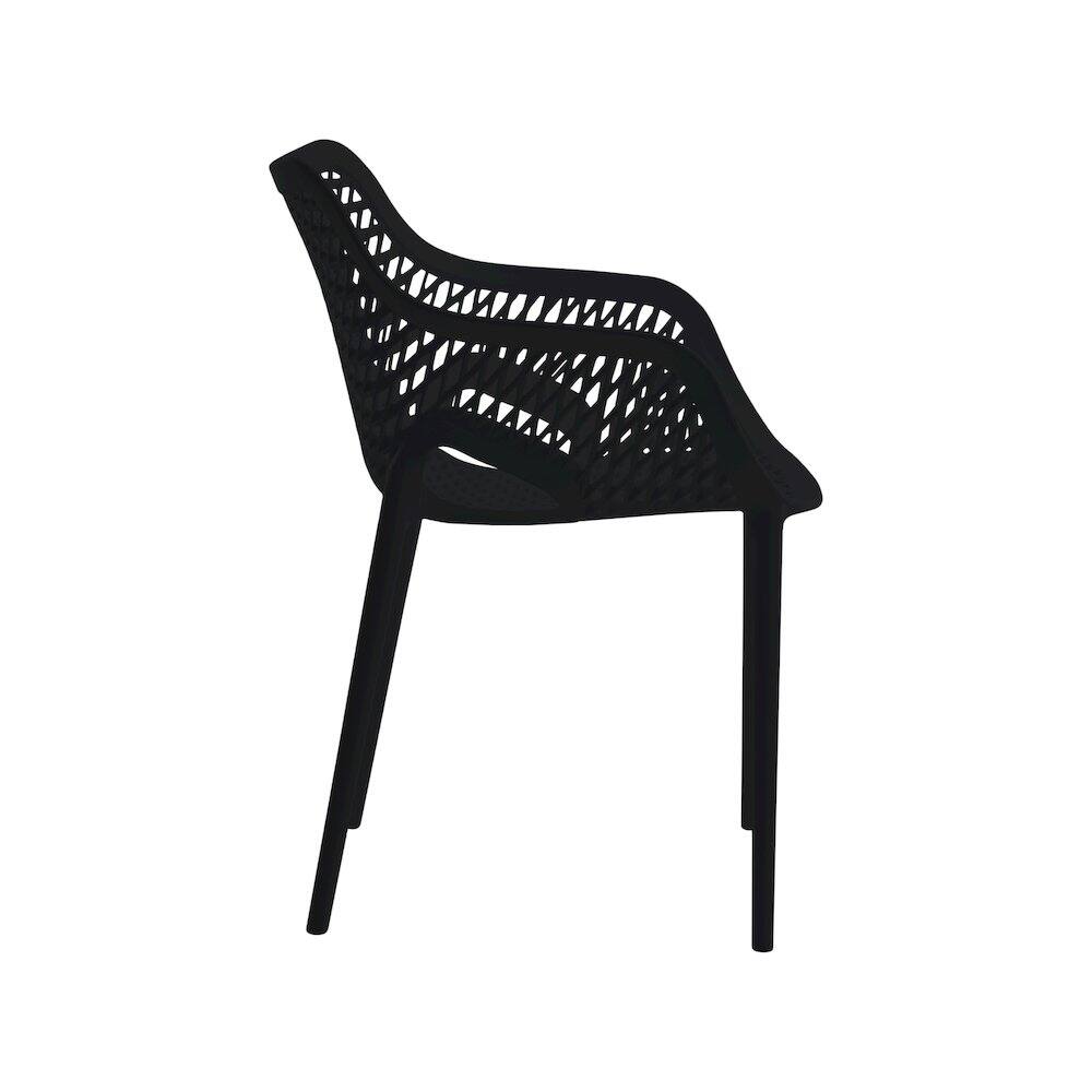 Alt View 1. Meridian Furniture - Mykonos Black Outdoor Patio Dining Chair, Set of 4 - Black.