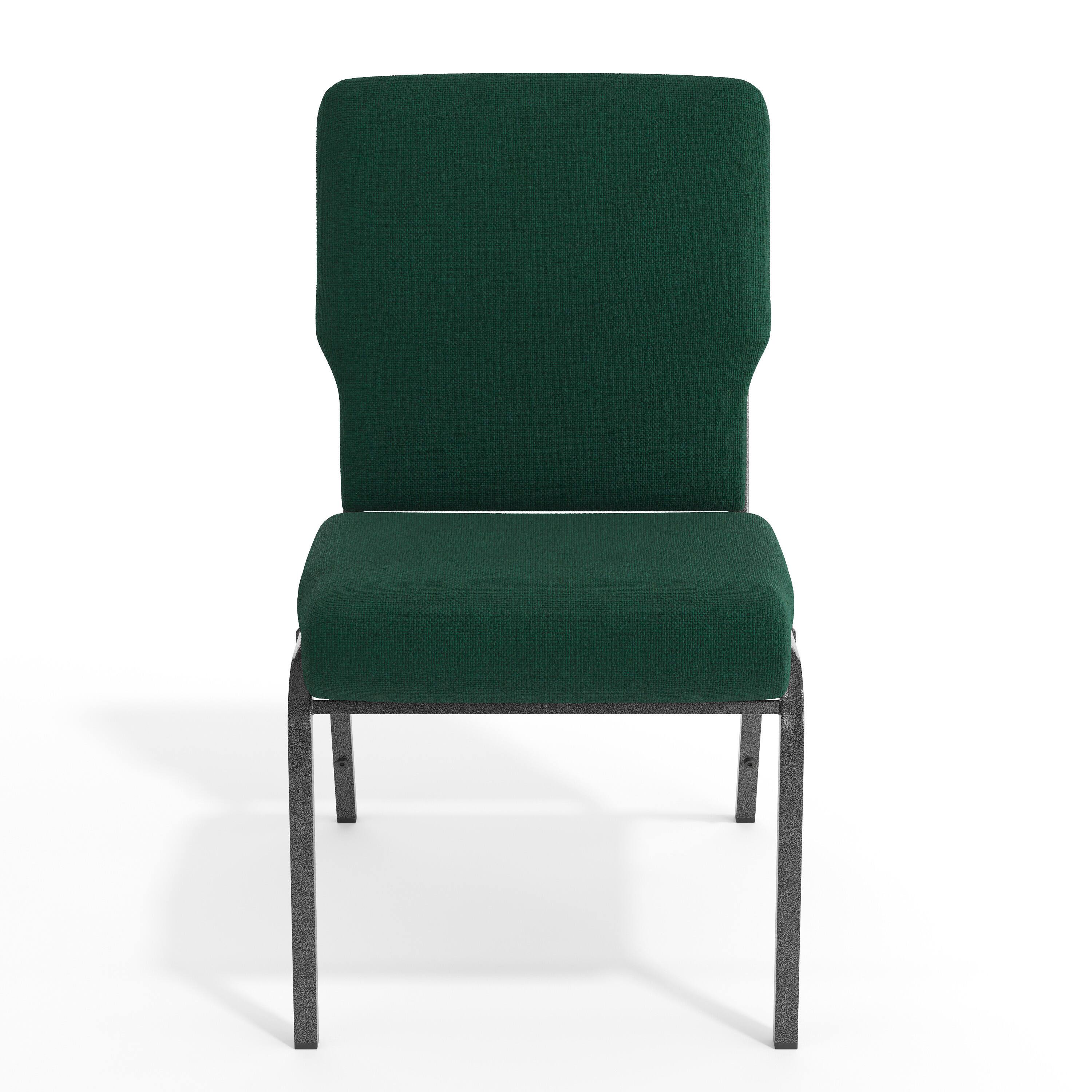 Alt View 9. Emma + Oliver - 20.5 in. Molded Foam Church Chair - Hunter Green Fabric/Silver Vein Frame.