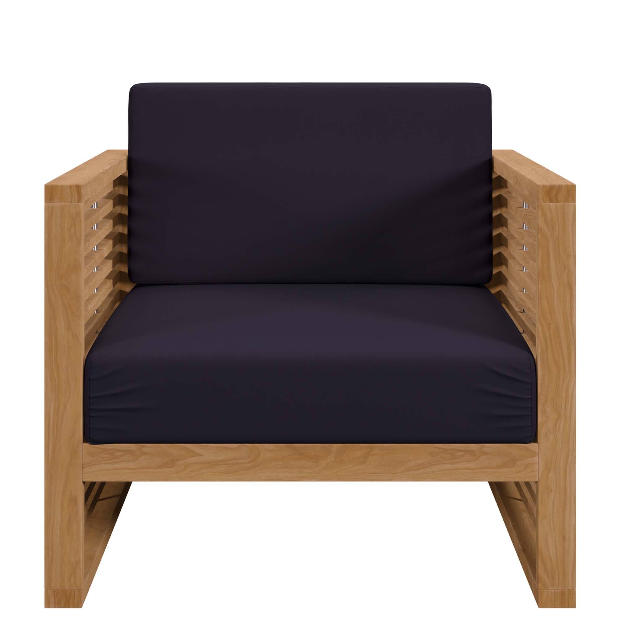 Alt View 3. Modway - Carlsbad 3-Piece Teak Wood Outdoor Patio Set - Grade A Premium Teak, All-Weather Cushions - Natural Navy.