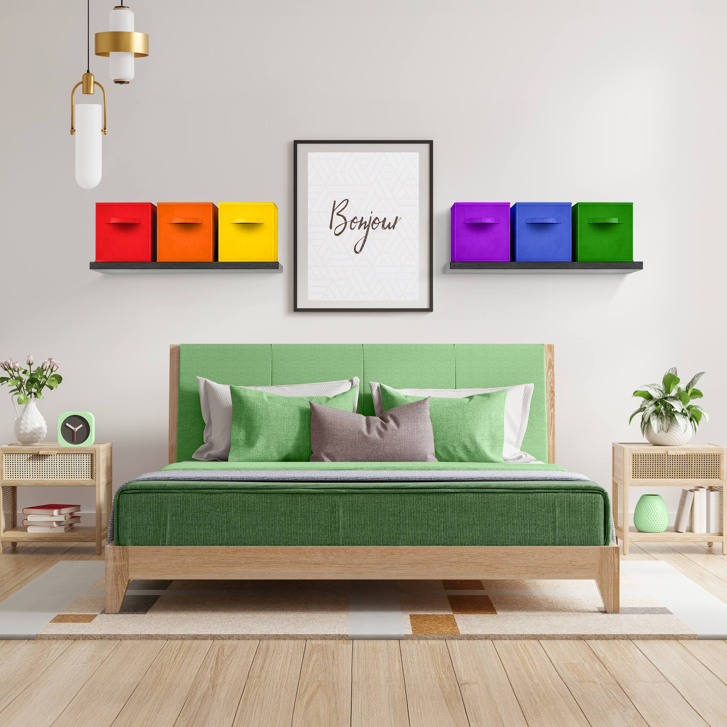 Alt View 2. Sorbus - Sorbus 13 Inch Storage Bins, Sturdy Collapsible Fabric Storage Cubes with Handle - 12 Foldable Basket Organizer - Deep Rainbow.