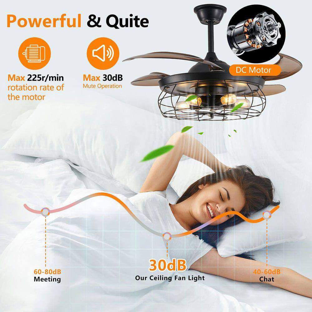 Powerful & Quite

Max 225r/min rotation rate of the motor

Max 30dB Mute Operation

DC Motor

60-80dB Meeting

30dB Our Ceiling Fan Light

40-60dB Chat