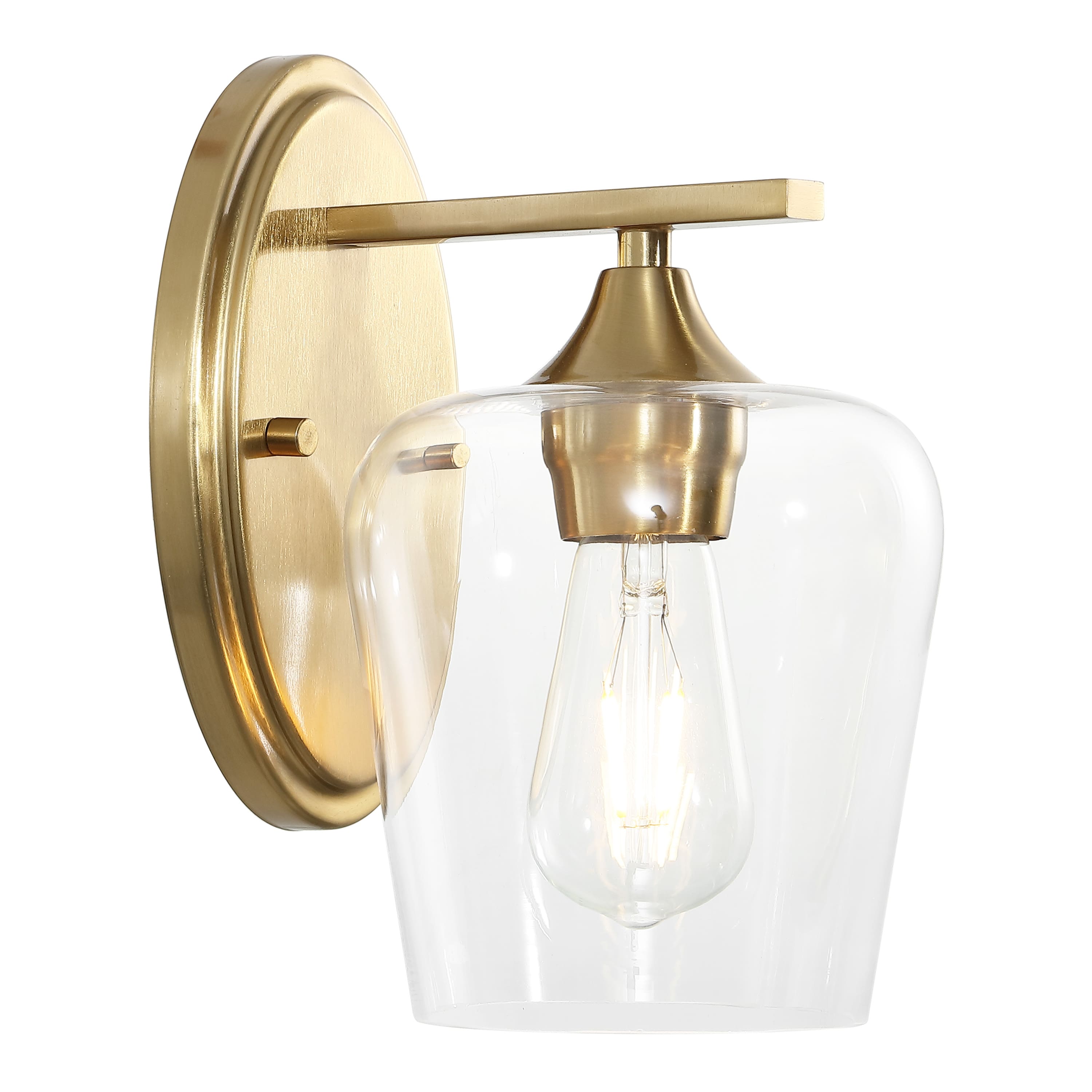 "Jonathan Y - Jayne 6"" 1-Light Iron/Glass Cottage Rustic LED Vanity Light - Brass Gold" price history on PriceWatchPro